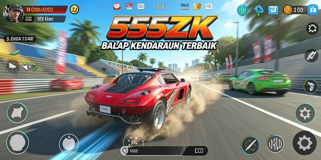 Tampilan menarik dari gameplay balap di 555ZK.