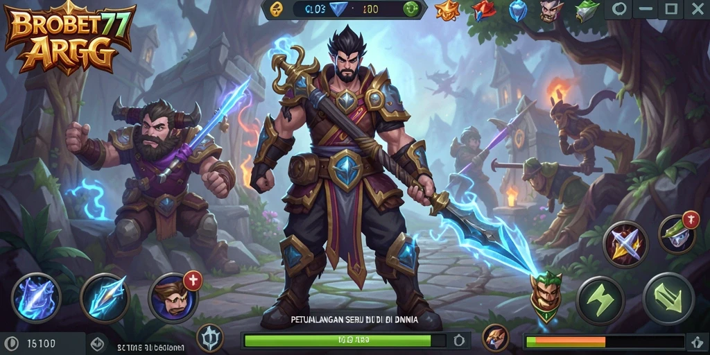 Screenshot permainan <strong>BROBET77</strong> menampilkan aksi petualangan seru dan karakter yang dinamis.