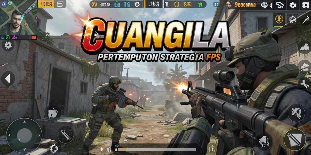 Tampilan gameplay CUANGILA yang mendebarkan dalam aksi FPS.