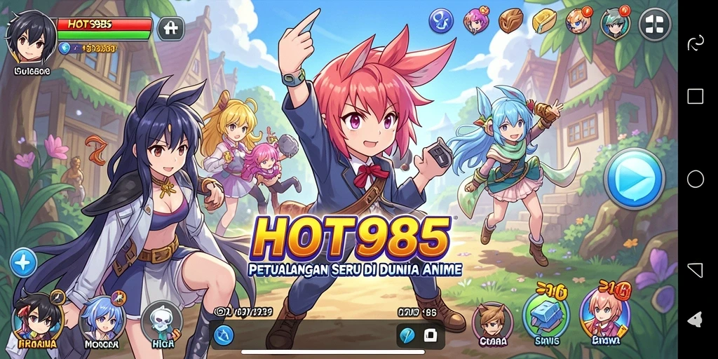 Tampilan gameplay HOT985 dengan karakter Anime yang menarik.