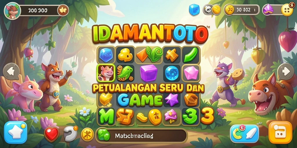 Tampilan gameplay seru dalam game Match-3 IDAMANTOTO.