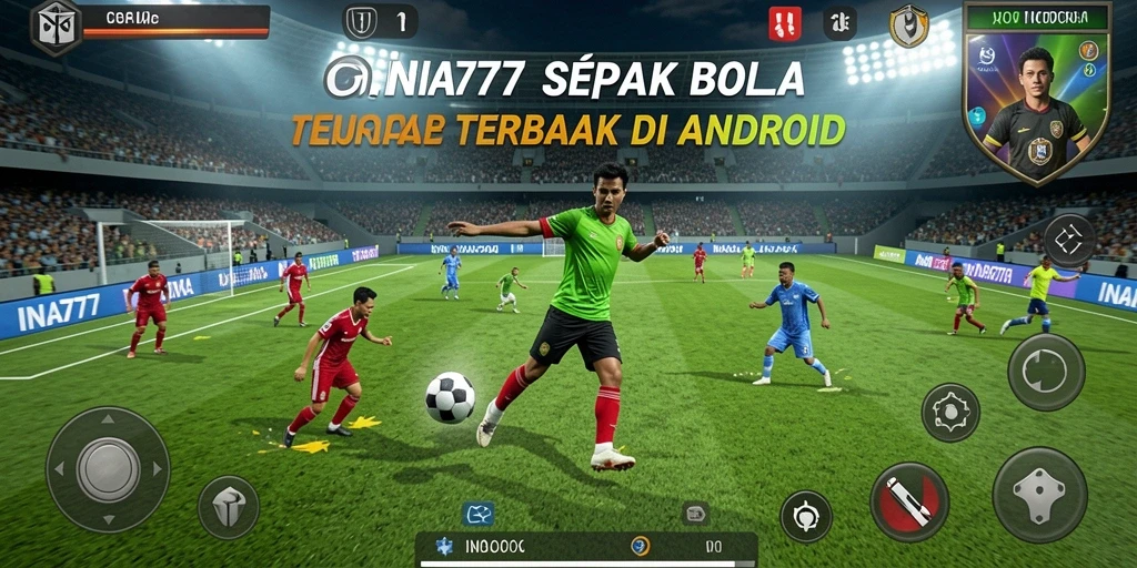 Screenshot dari gameplay <strong>INA777</strong> yang menunjukkan aksi seru di lapangan sepak bola.