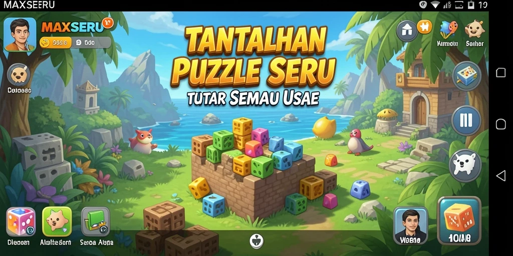Tangkapan layar gameplay MAXSERU menampilkan serunya menyelesaikan puzzle.