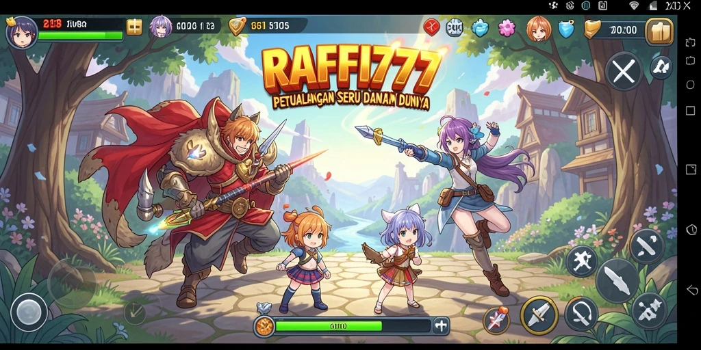 Tampilan gameplay Anime RAFFI777 yang penuh warna dan dinamis.