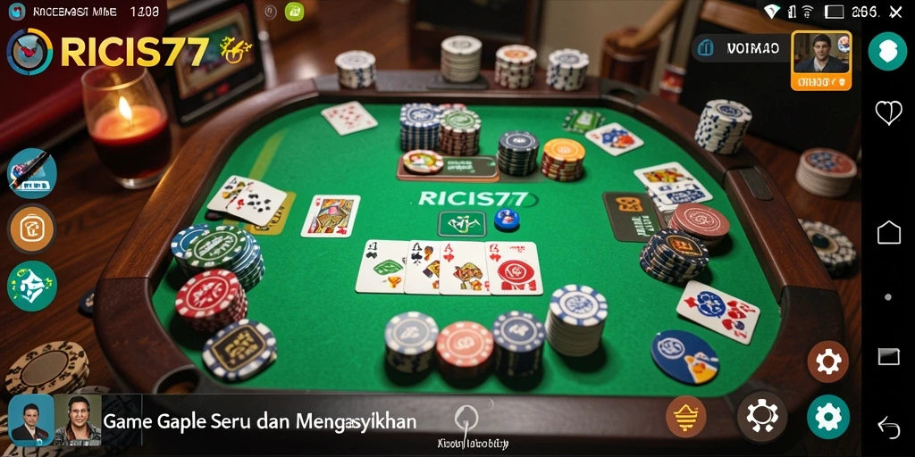 Tampilan gameplay seru RICIS77 di dalam aplikasi Gaple.