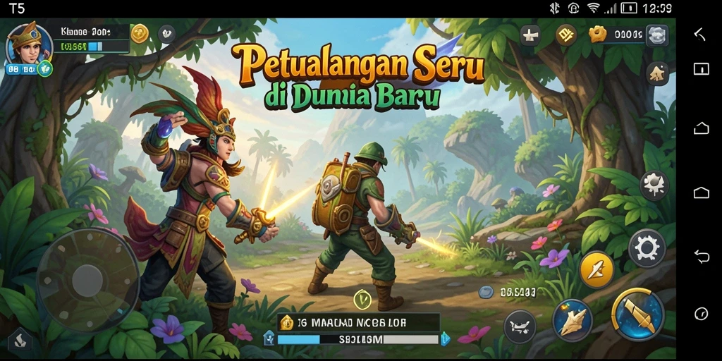 Screenshot menunjukkan pemain menjelajahi hutan penuh misteri.