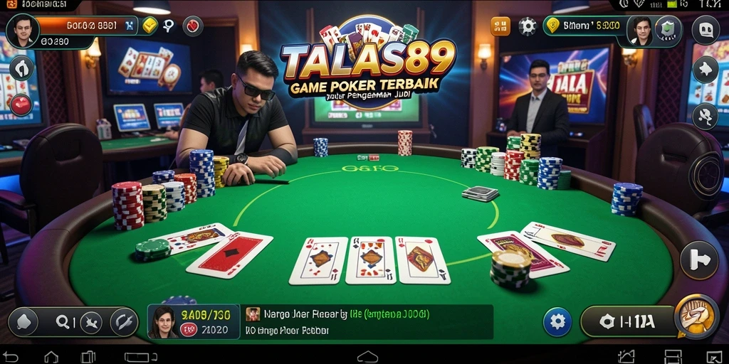 Tampilan utama gameplay TALAS89 dengan suasana poker yang menarik.