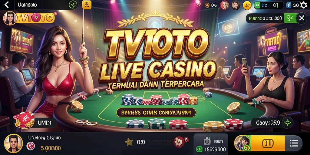 Screenshot utama TVTOTO menampilkan dealer interaktif dalam pengalaman Live Casino.
