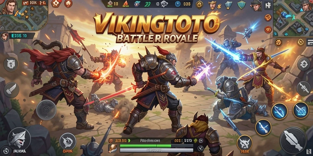 Screenshot gameplay VIKINGTOTO menampilkan pertarungan seru dalam Battle Royale.
